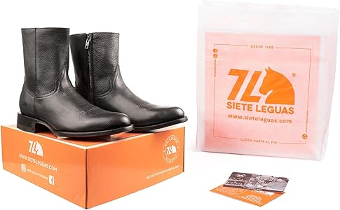 Amazon.com | 7L SIETE LEGUAS - Men's Leather Cowboy Zip Boot with